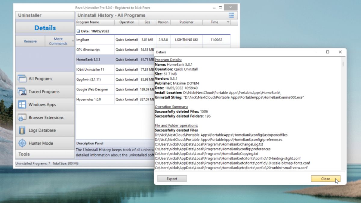 Revo Uninstaller Pro tích hợp cơ sở dữ liệu với hàng nghìn bản ghi gỡ cài đặt tạo sẵn
