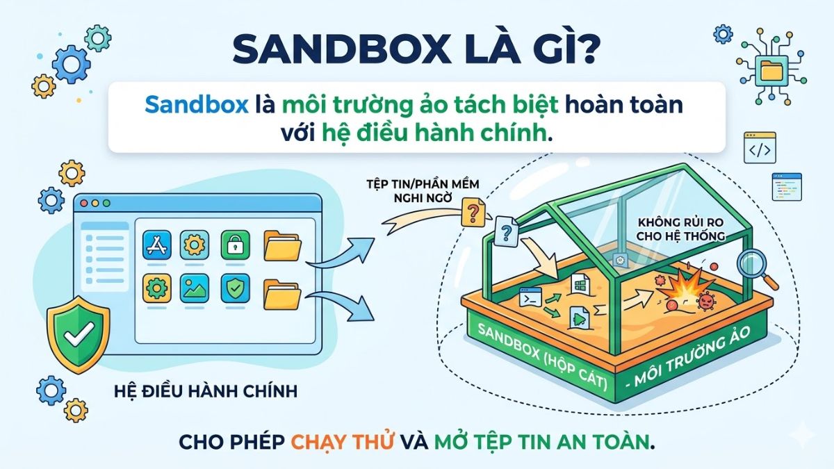 Sandbox là một môi trường ảo được thiết lập bên trong hệ điều hành