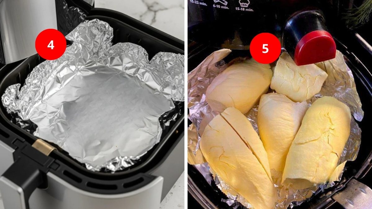 Cách nướng sầu riêng bằng nồi chiên không dầu đơn giản bước 3