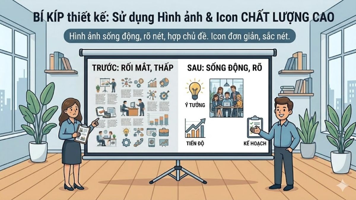 Sử dụng hình ảnh và icon chất lượng cao