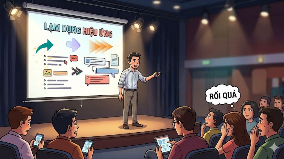 Tránh lạm dụng quá nhiều hiệu ứng trong một slide