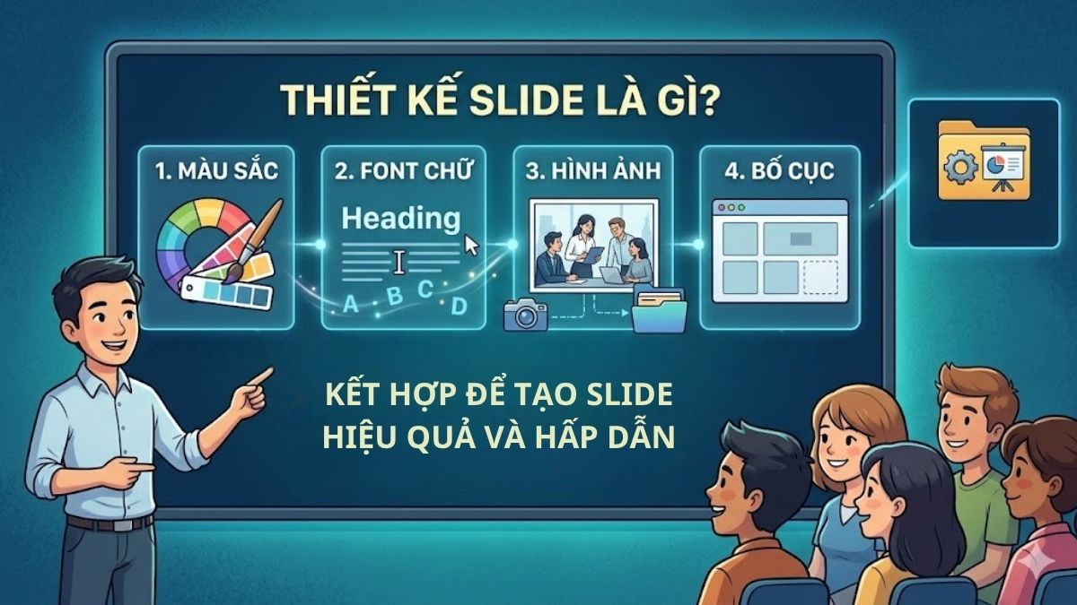 Thiết kế slide là quá trình kết hợp các yếu tố khác trong silde để thu hút hơn