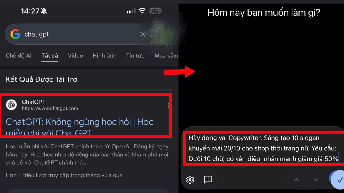 Mở ứng dụng ChatGPT trên điện thoại và đăng nhập tài khoản