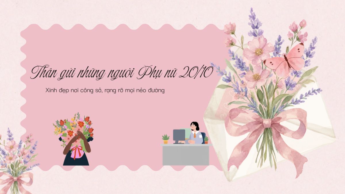 Mẫu thiệp 20 tháng 10 dễ thương cho phụ nữ