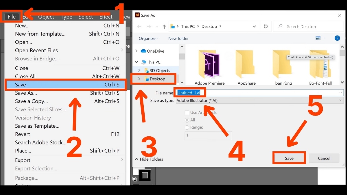 Lưu và xuất file sau khi tạo Stroke trong Illustrator bước 1