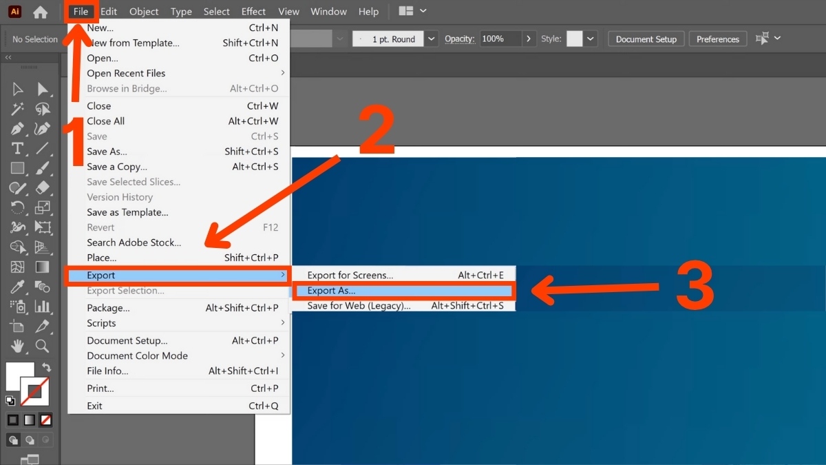 Lưu và xuất file sau khi tạo Stroke trong Illustrator bước 2