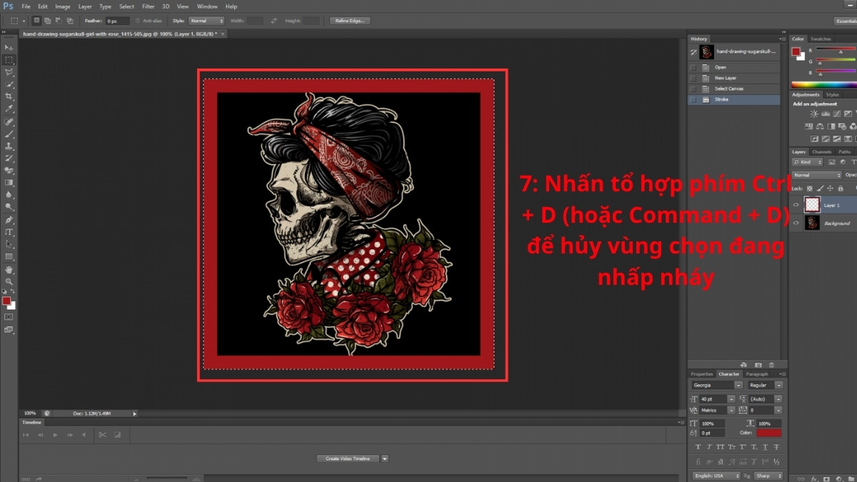 Cách Stroke viền ảnh bằng công cụ Selection bước 5