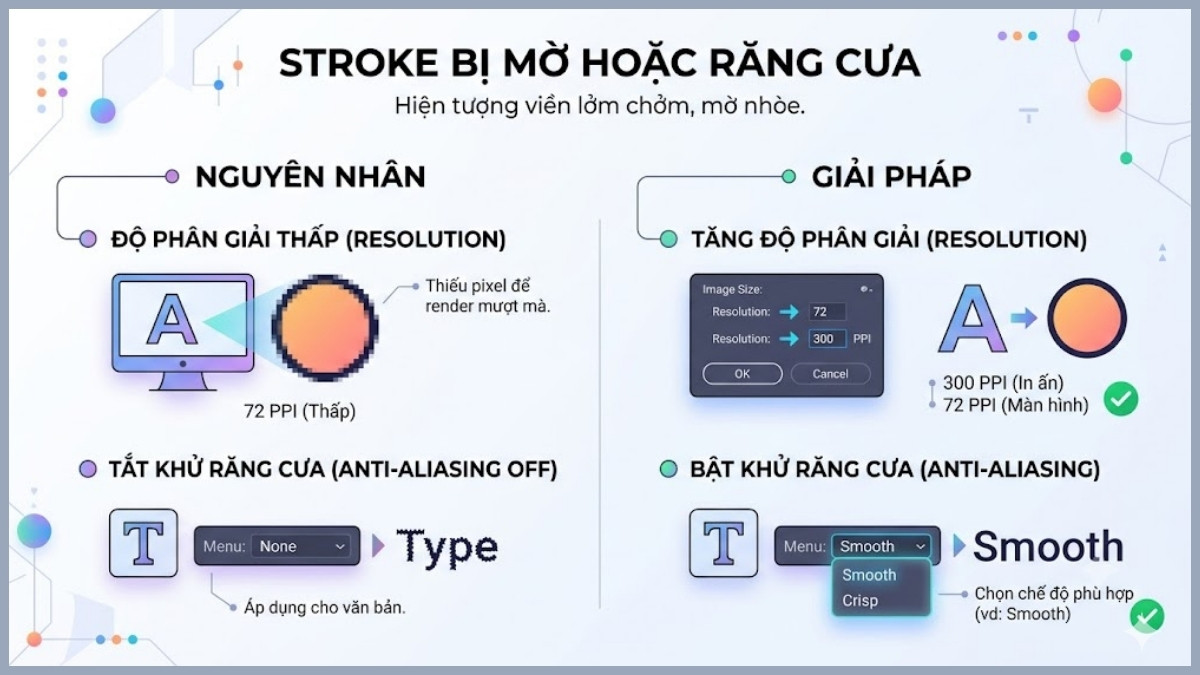 Stroke bị mờ hoặc răng cưa