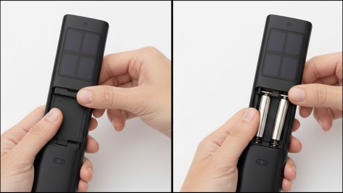 Tháo và thay pin mới cho điều khiển để khắc phục nhanh tình trạng remote tivi Samsung không hoạt động