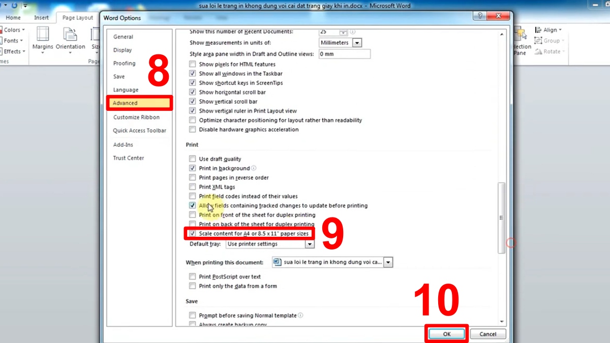 Kiểm tra kích thước giấy trong Word bước 3