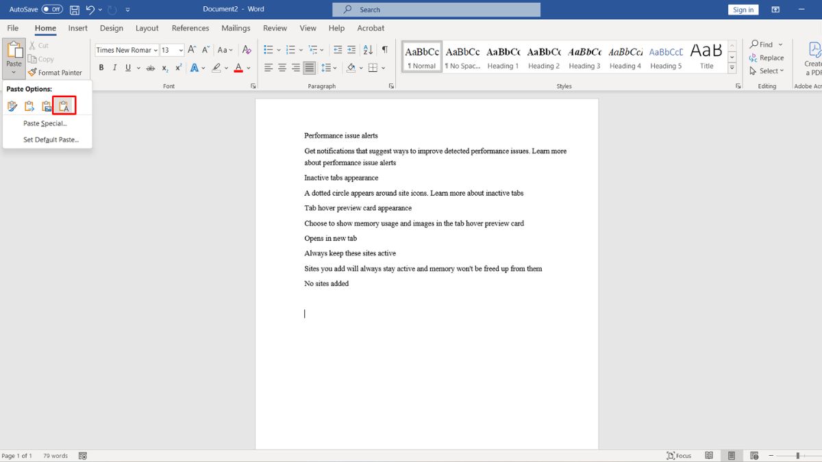 Tạo file mới và copy nội dung sạch để khắc phục lỗi chữ bị bôi đen trong Word bước 4 1