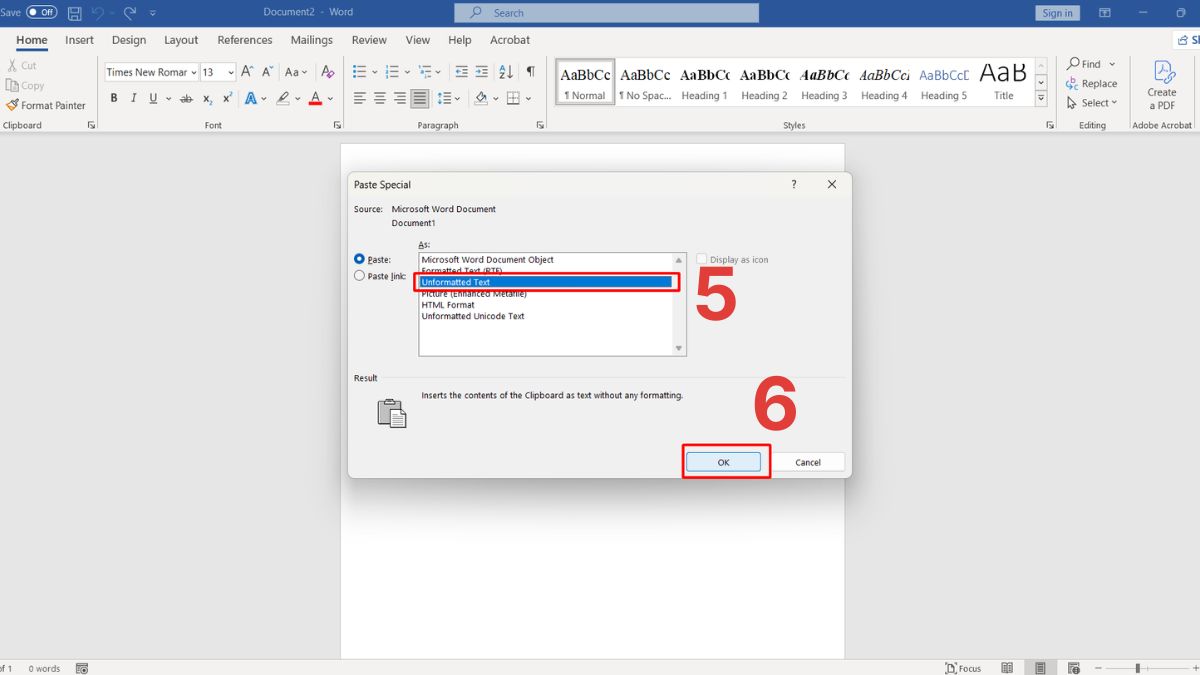 Tạo file mới và copy nội dung sạch để khắc phục lỗi chữ bị bôi đen trong Word bước 4