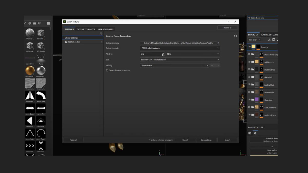 Cách xuất file trong Substance Painter