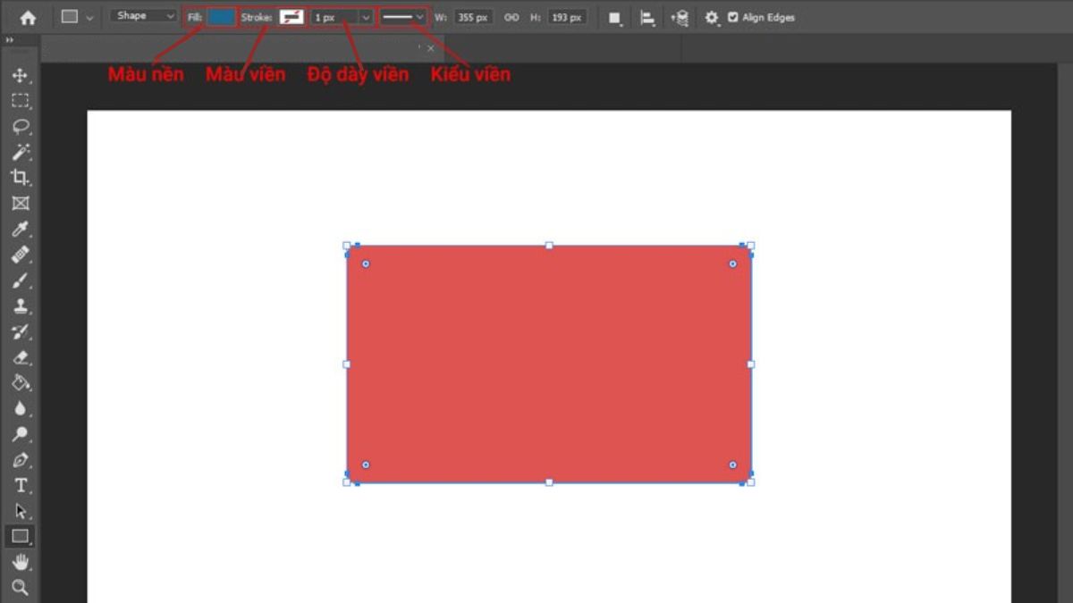 Chèn Symbol trong Photoshop bằng Rounded Rectangle Tool bước 2 (Hình minh họa)
