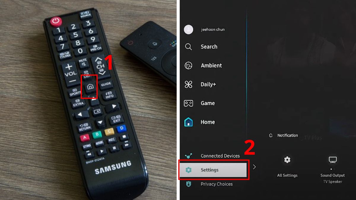 Thực hiện kết nối Wifi cho tivi Samsung bước 1