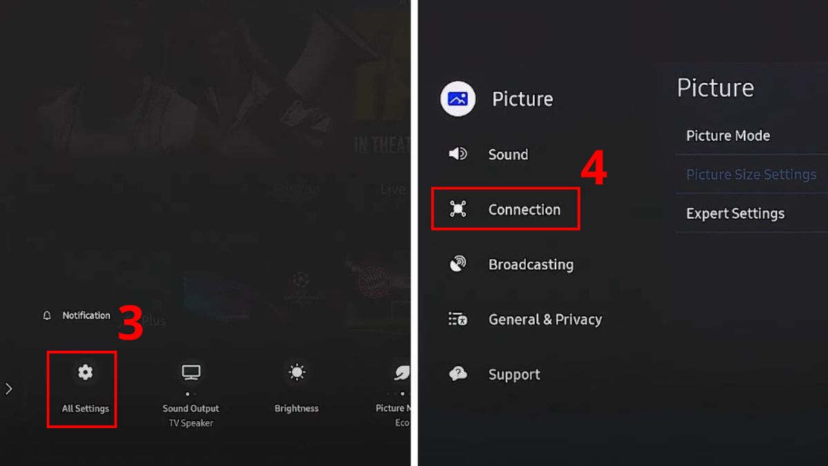 Thực hiện kết nối Wifi cho tivi Samsung bước 2