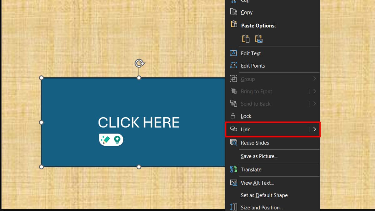 Cách tạo liên kết tới Silde trong PowerPoint bước 2 (Hình minh họa)