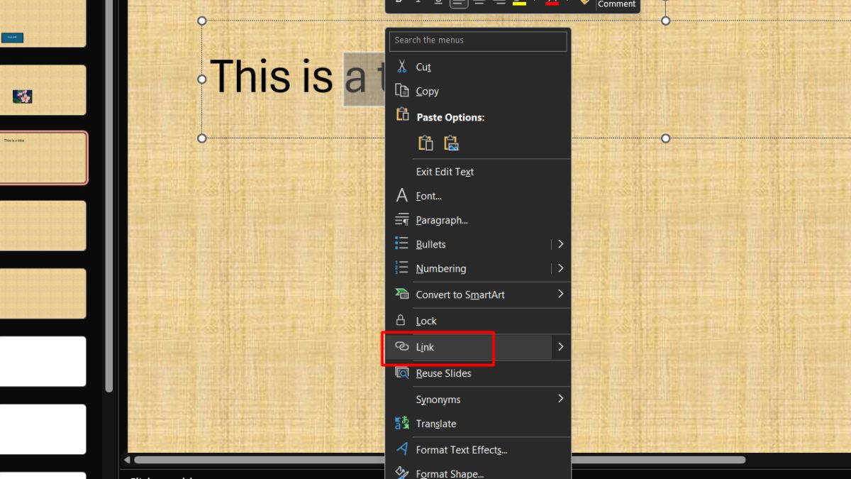 Tạo liên kết mở file trên PowerPoint bước 2 (Hình minh họa)