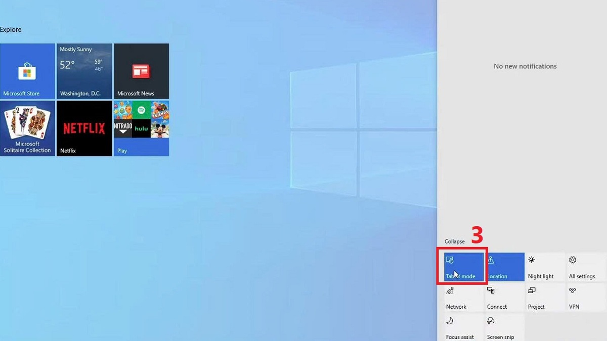 Cách tắt Tablet Mode bằng Action Center bước 3