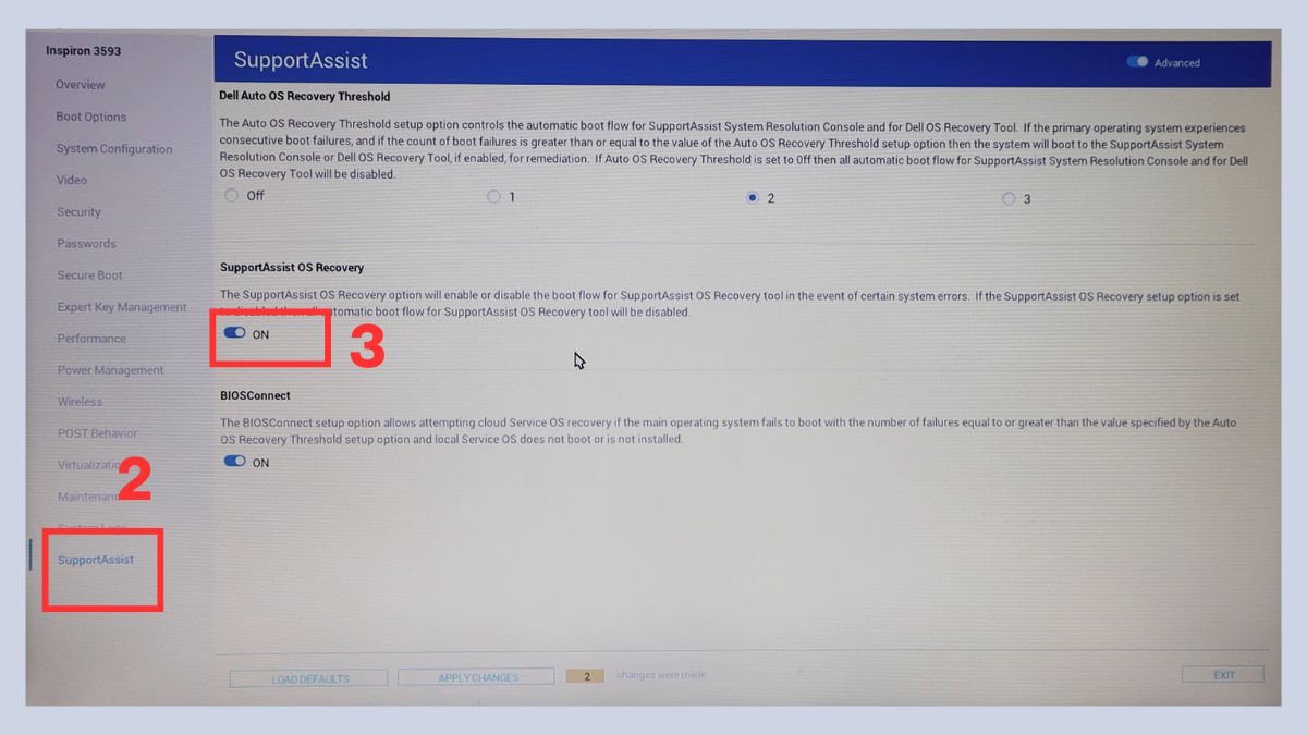 Cách tắt Dell SupportAssist trong BIOS bước 2