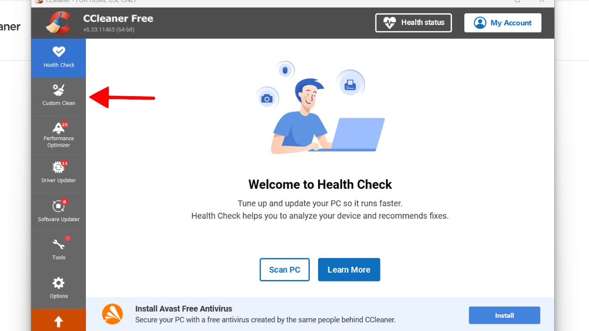 Sử dụng ứng dụng CCleaner để xóa Temporary File bước 2