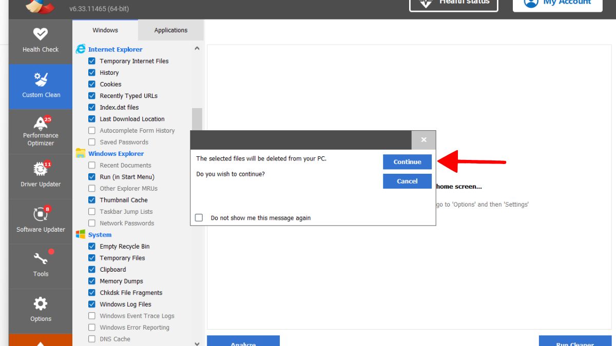 Sử dụng ứng dụng CCleaner để xóa Temporary File bước 4