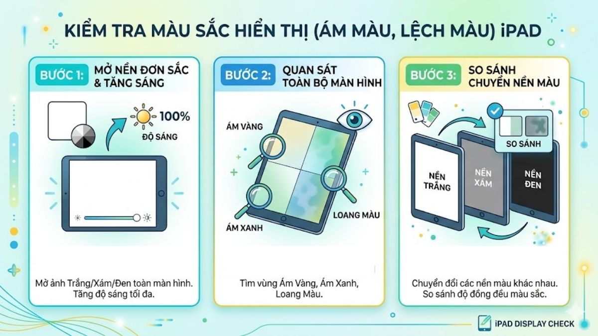 Kiểm tra màu sắc hiển thị bước 1