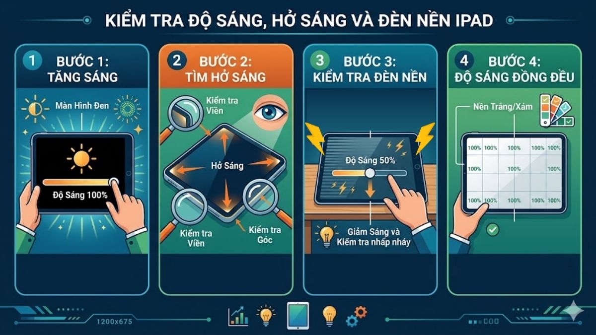 Kiểm tra độ sáng, hở sáng và đèn nền