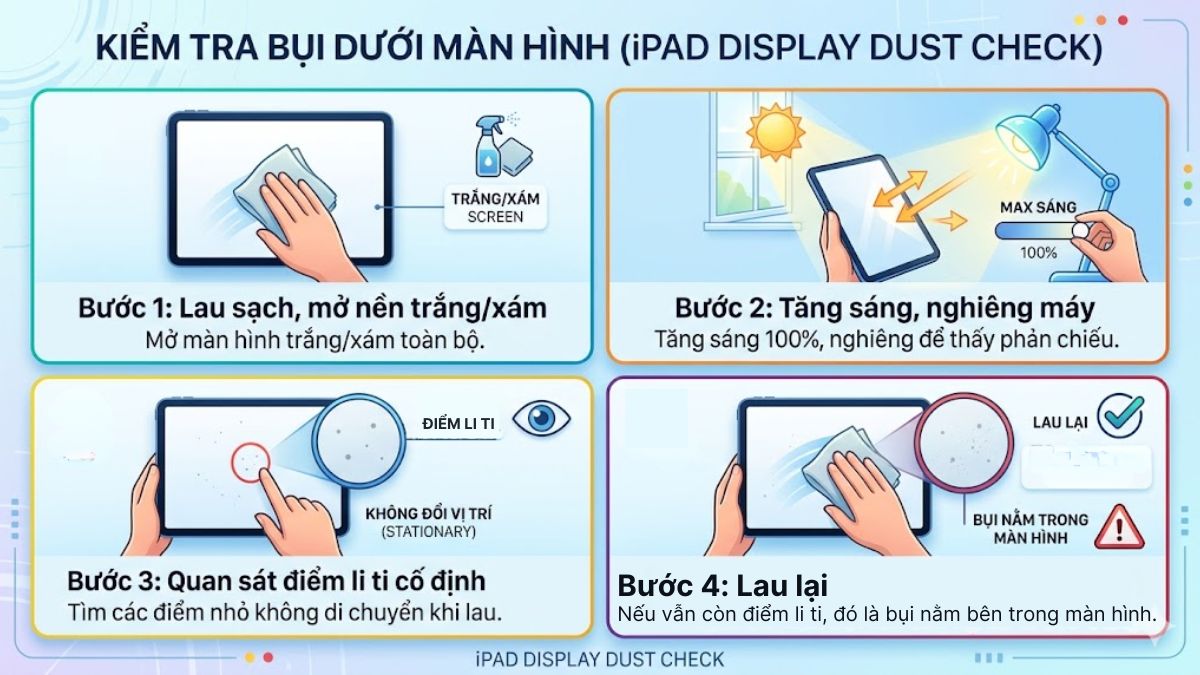 Kiểm tra bụi dưới màn hình