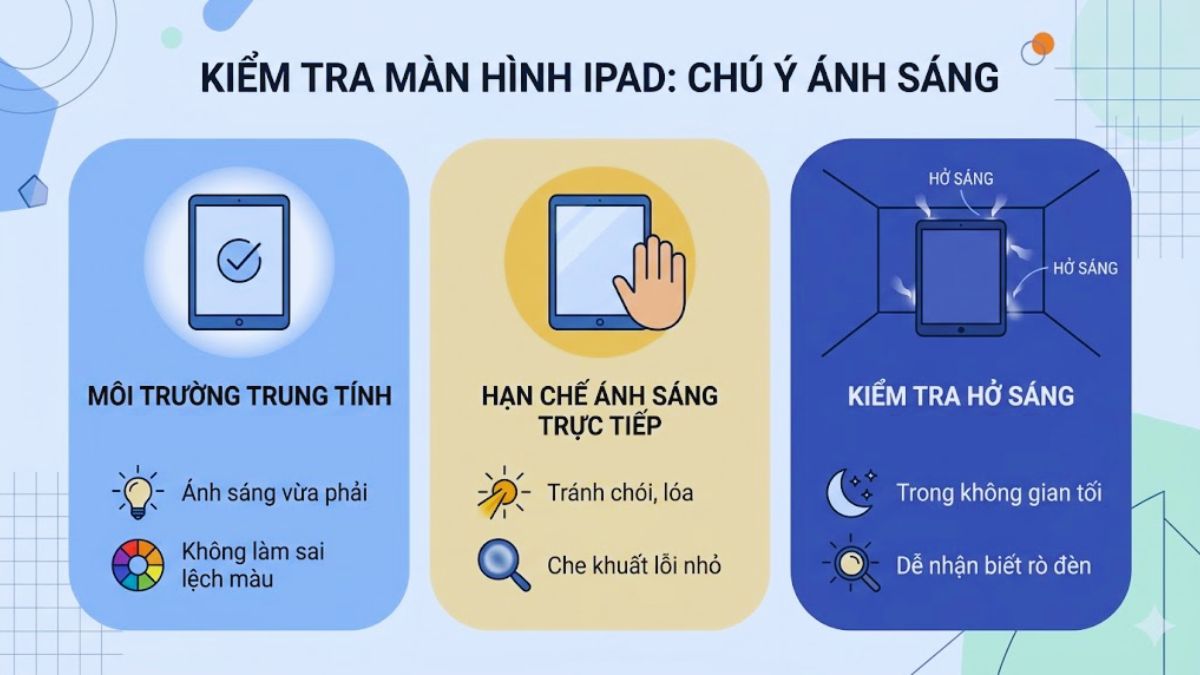 Điều kiện ánh sáng khi kiểm tra