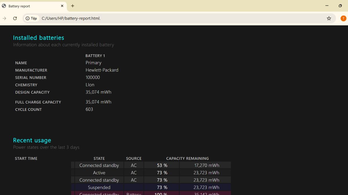 Kiểm tra pin laptop bằng PowerShell bước 3