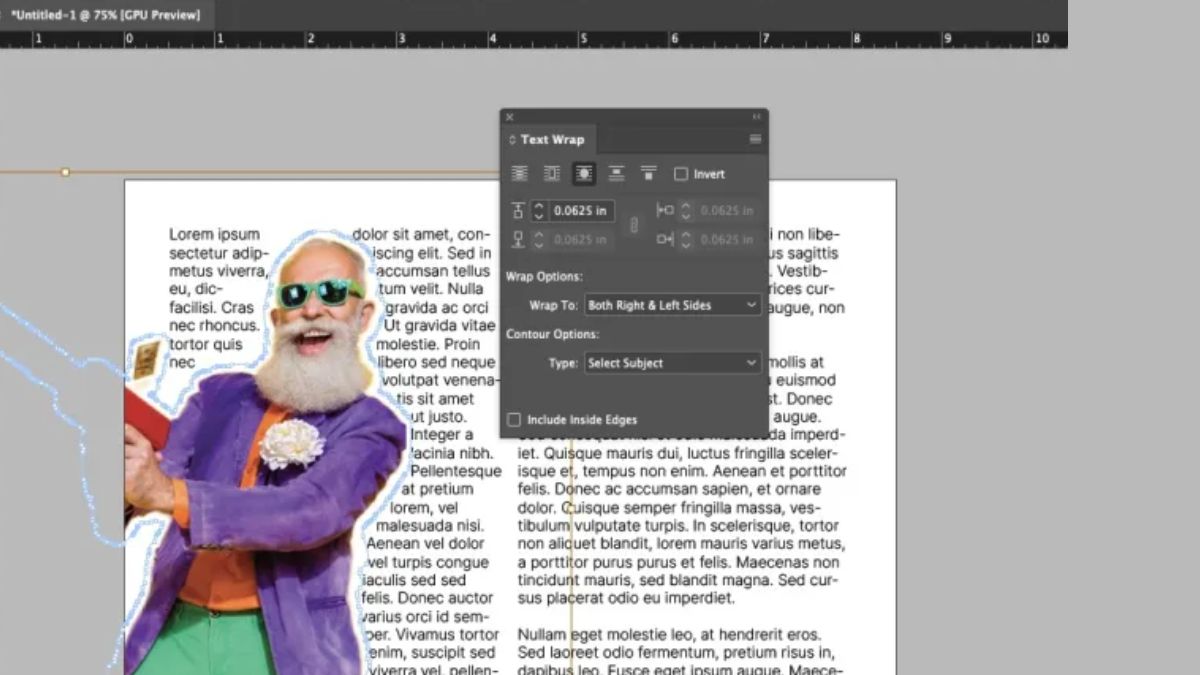 Text Wrap trong InDesign là tính năng giúp văn bản không chồng lên đối tượng