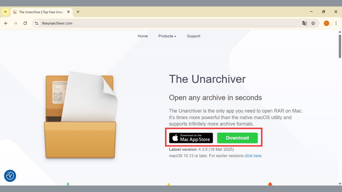 Chọn phiên bản Download The Unarchiver phù hợp