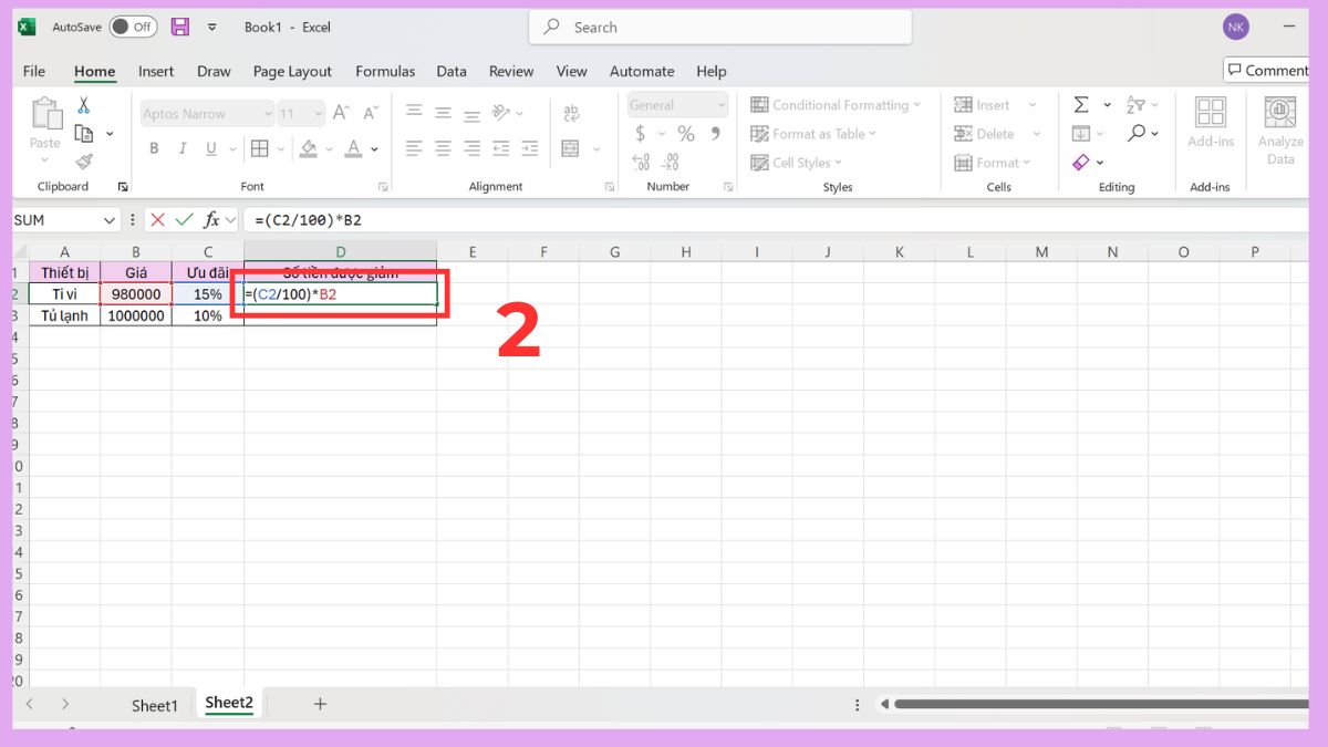 Cách tìm giá trị khi đã có tỉ lệ phần trăm bước 2