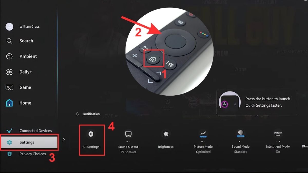 Reset cài đặt tivi Samsung khi cần thiết bước 1