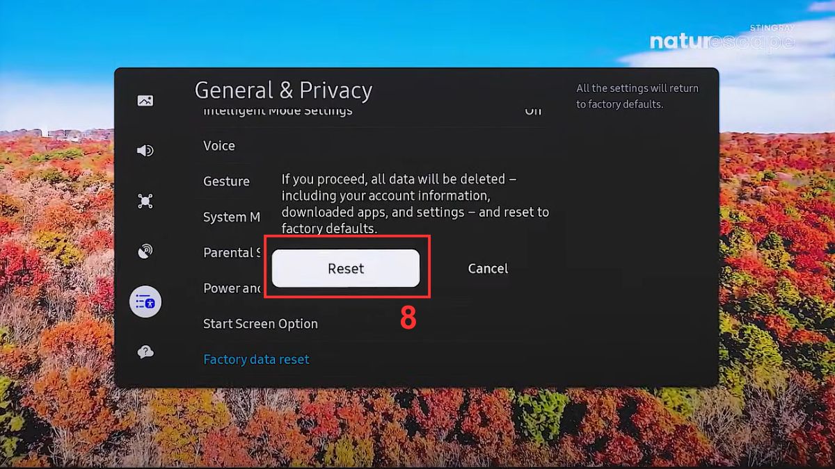 Reset cài đặt tivi Samsung khi cần thiết bước 4