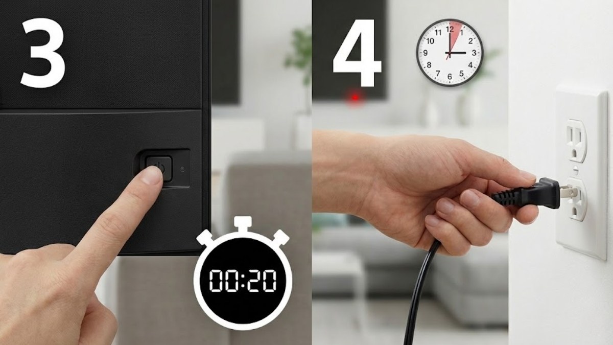 Ngắt nguồn điện tivi Sony tạm thời để khắc phục tình trạng tivi Sony bị nháy màn hình bước 4