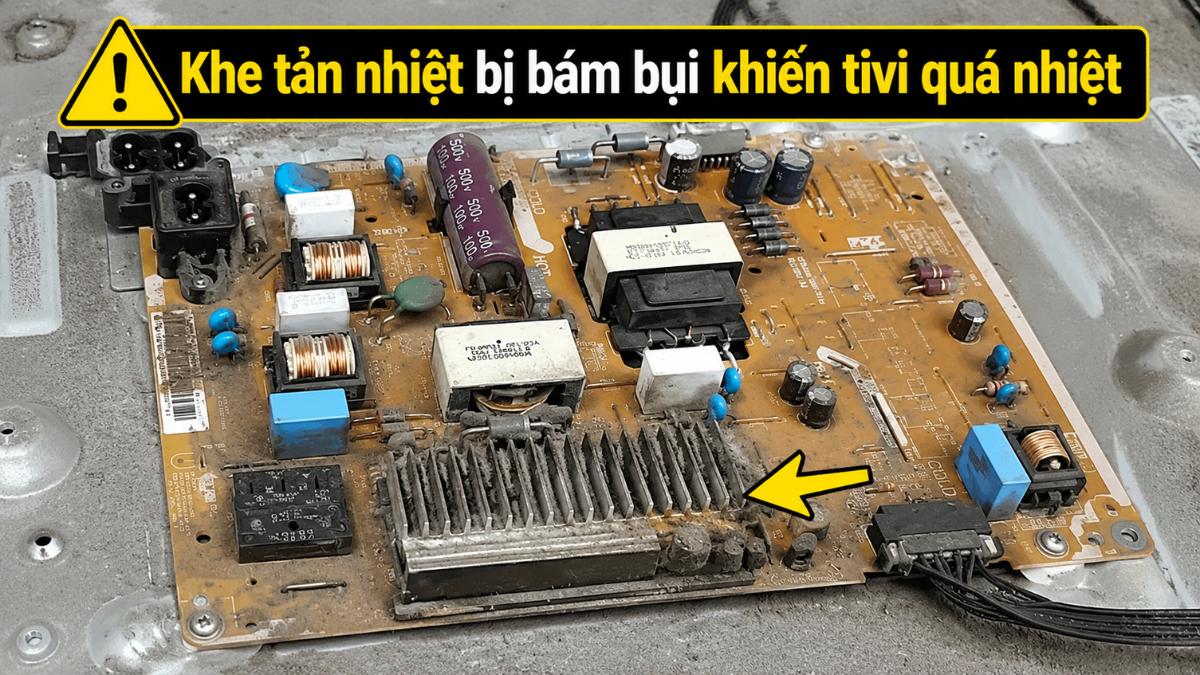 Khe tản nhiệt bị bám bụi khiến tivi quá nhiệt