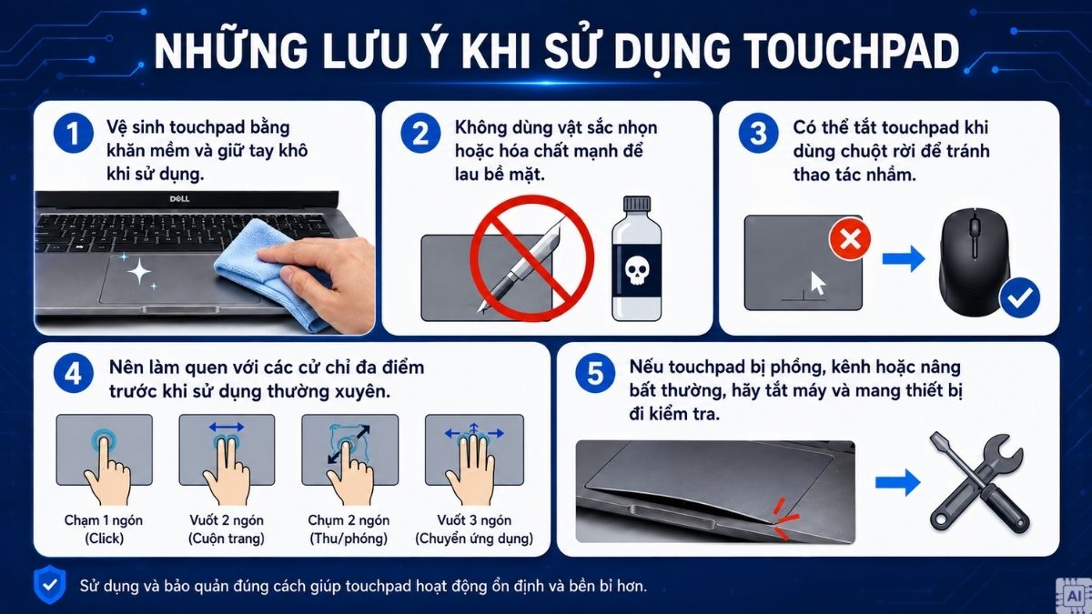 Những lưu ý khi sử dụng Touchpad