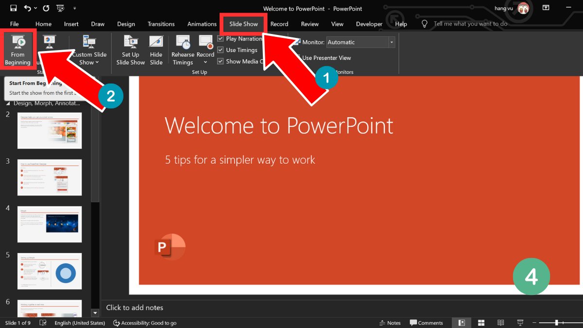Cách trình chiếu PowerPoint tự chạy bước 4 (Hình minh họa)