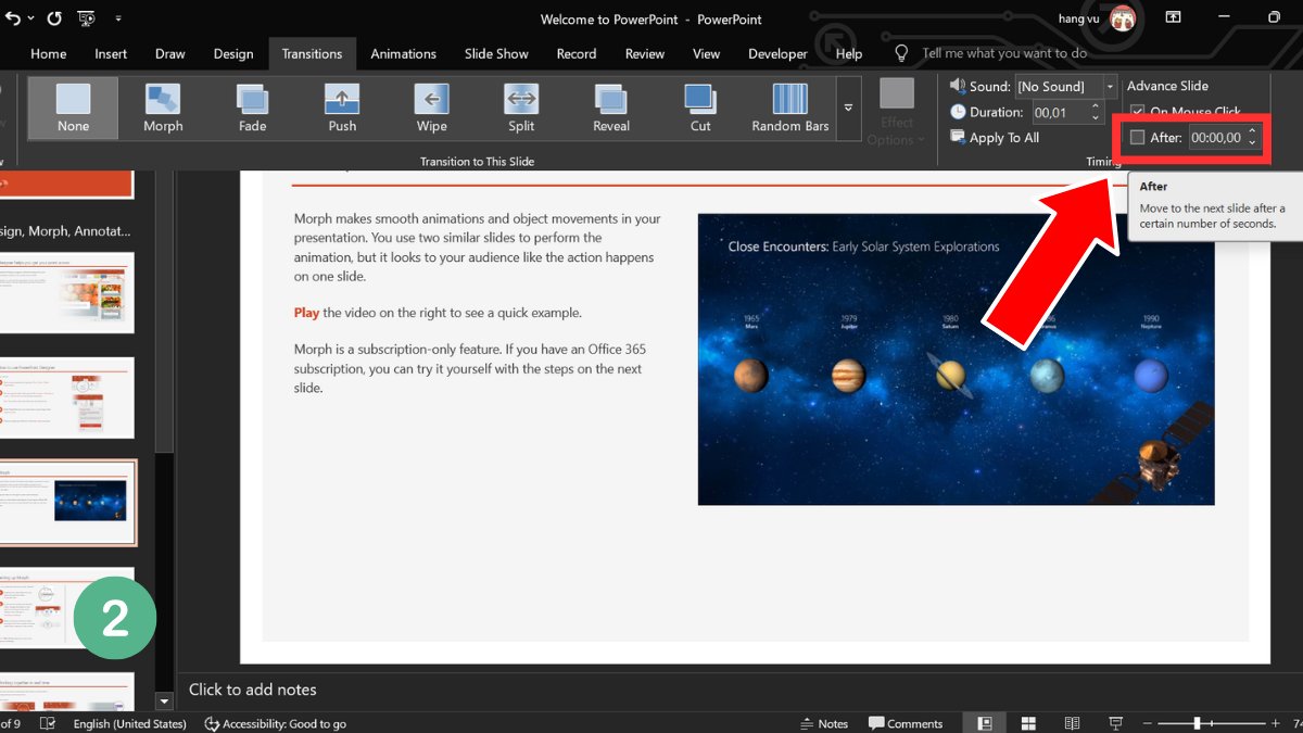 Cách tắt chế độ tự trình chiếu trong Powerpoint bước 2 (Hình minh họa)