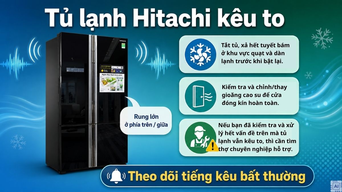 Tủ lạnh Hitachi kêu to