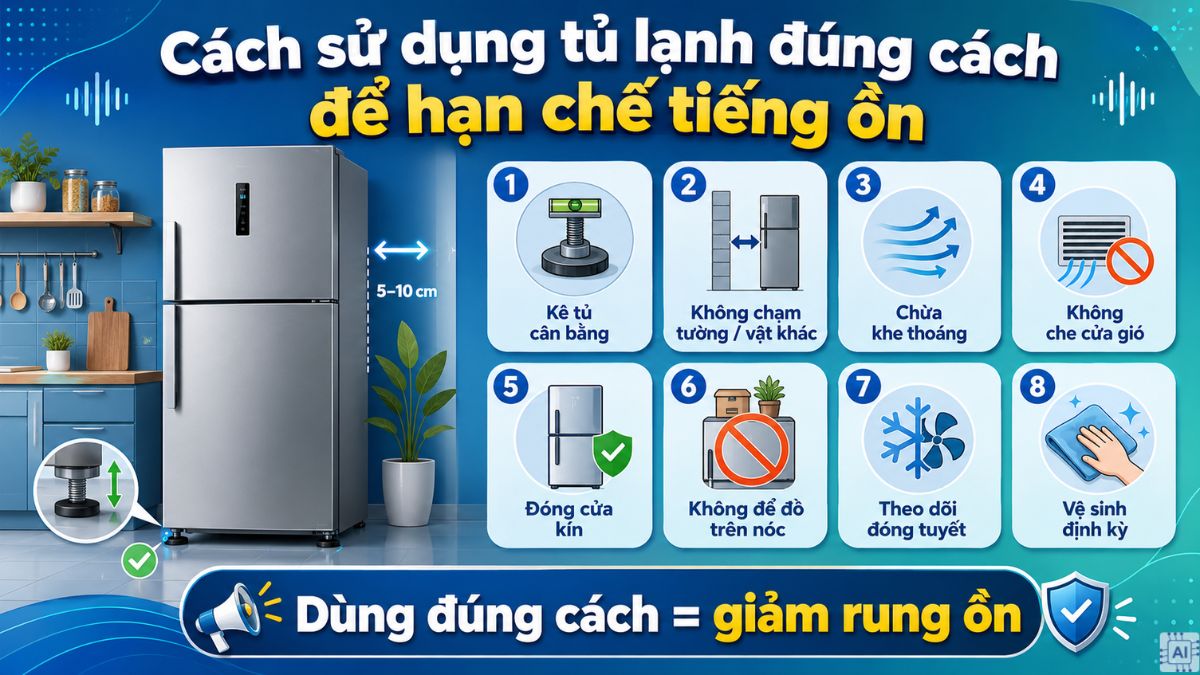 Cách sử dụng tủ lạnh đúng cách để hạn chế tiếng ồn