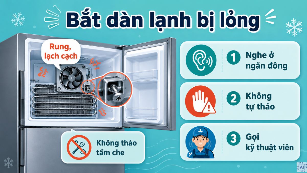 Vít bắt dàn lạnh bị lỏng hoặc hỏng