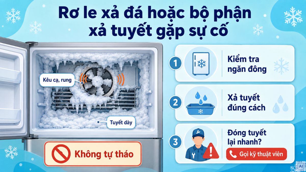 Rơ le xả đá hoặc bộ phận xả tuyết gặp sự cố