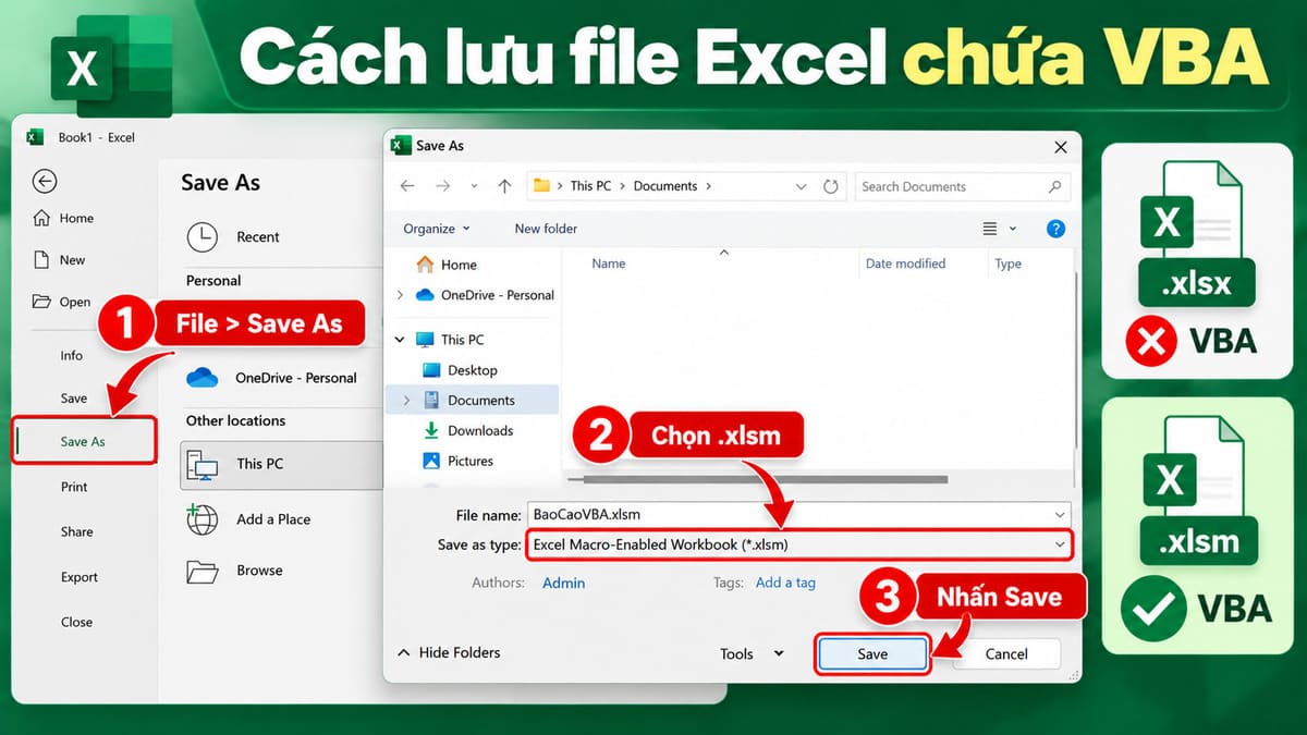 Cách lưu file Excel có chứa mã VBA
