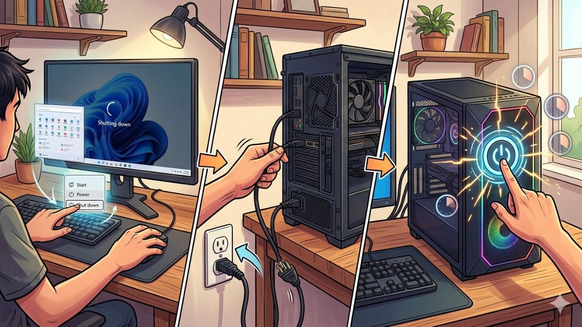 Tắt máy và ngắt nguồn điện hoàn toàn