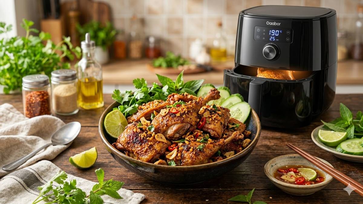 Làm vịt cháy tỏi bằng nồi chiên không dầu ngon và đơn giản