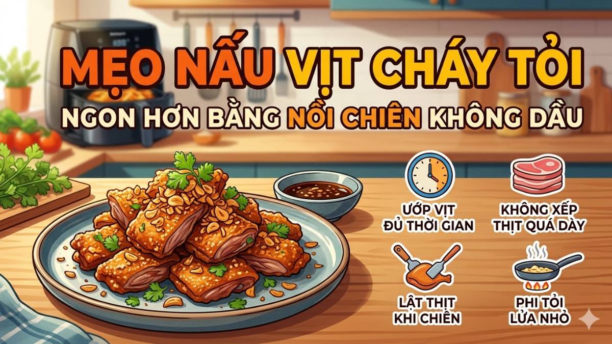 Mẹo để vịt cháy tỏi bằng nồi chiên không dầu ngon hơn