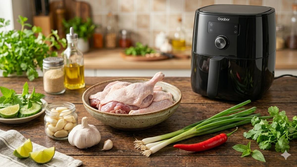 Nguyên liệu cần chuẩn bị cho món vịt cháy tỏi bằng nồi chiên không dầu